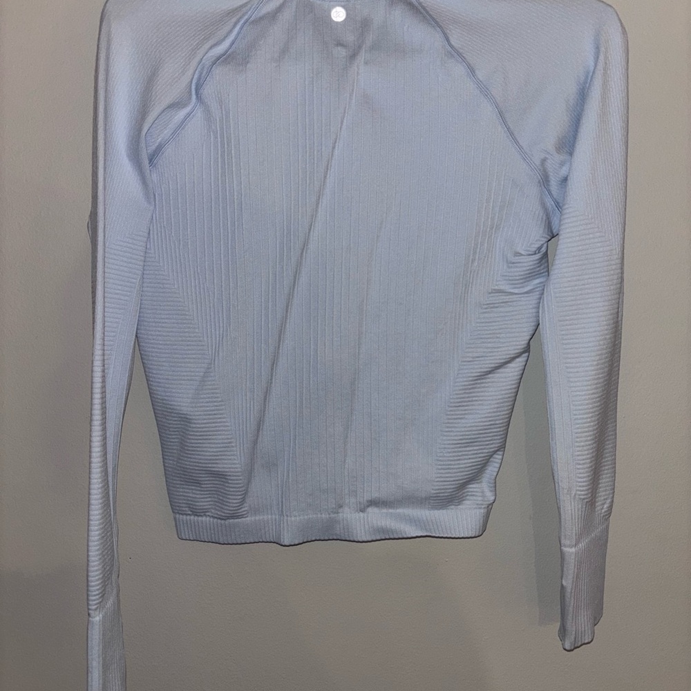 Women's Light Blue Ribbed Top - Picture 4 of 4